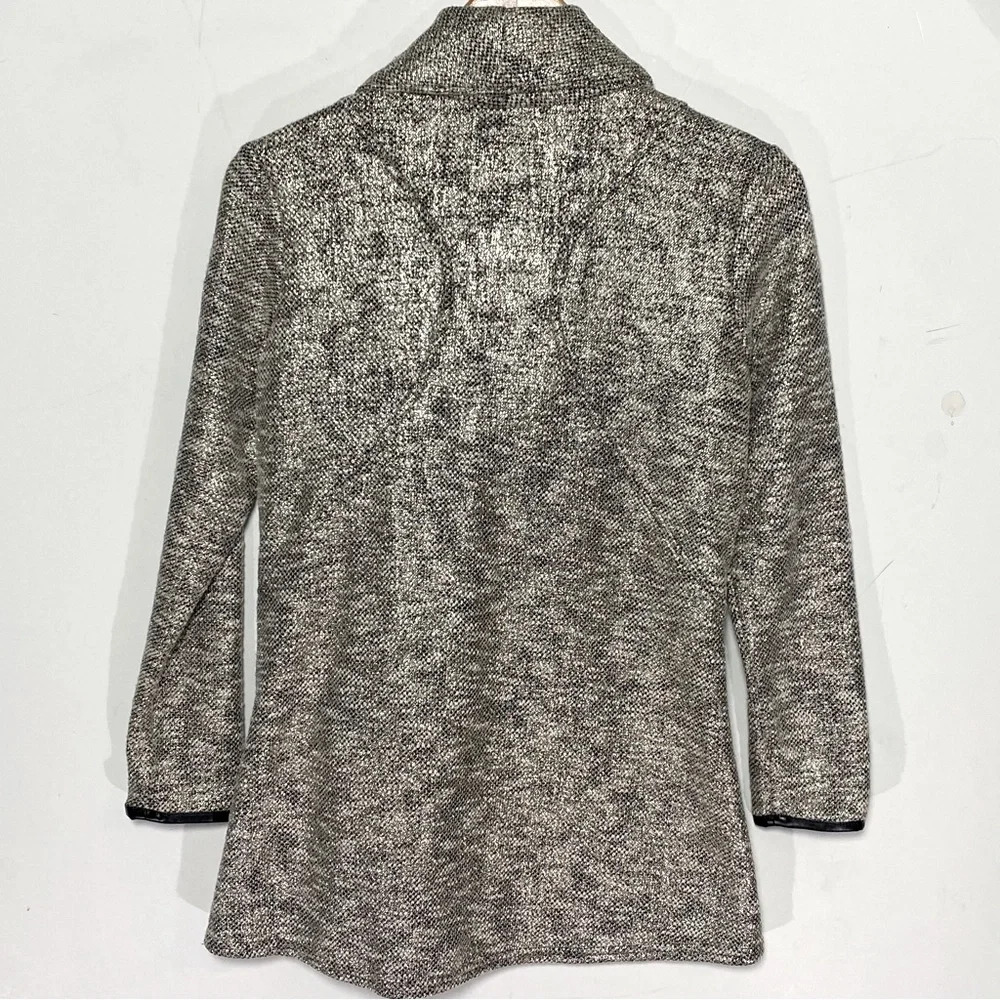 STELLA & DOT Women’s Rebel Gold Shimmer Knit Moto Jacket Zip Front Size XS - Picture 8 of 8